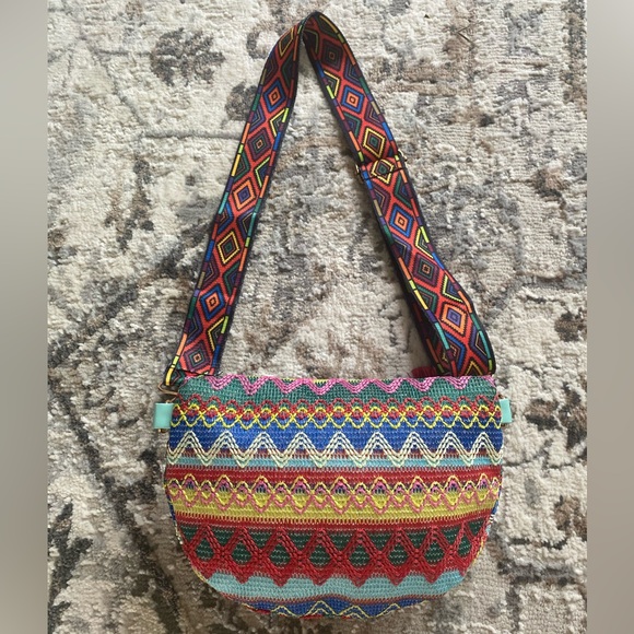 New Boho Style Tassel Fanny Pack Colorblock Crossbody Shoulder Bag NWT Aztec - Picture 13 of 16